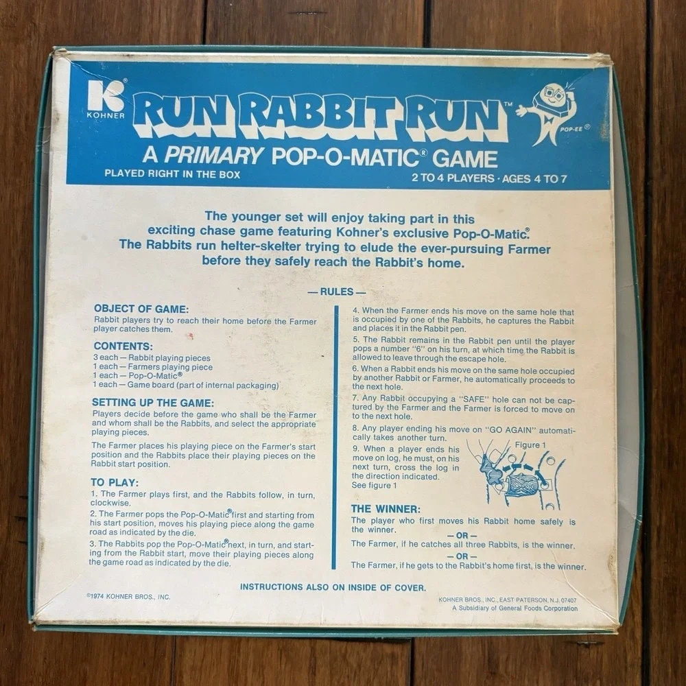 Vintage Run Rabbit Run Pop-O-Matic Game 1969 Kohner Incomplete Parts Repair